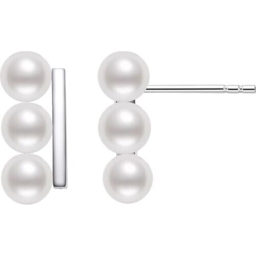 Lnngy 925 Sterling Silver Earrings 4-4.5mm Natural Freshwater Pearl jewelry Stud Earrings for Lady Wedding Party Jewelry earring