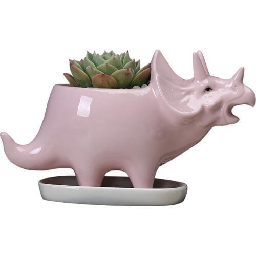 Triceratops Succulent ceramic flower pot Nordic Vase for Home Tabletop Decor Various Styles Flowerpot with tray
