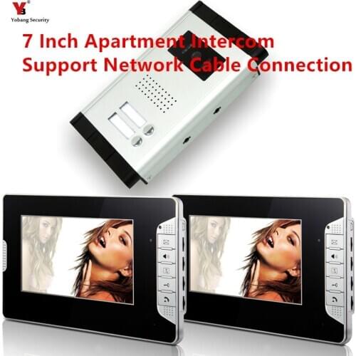 7" Network Cable Connection Video Interphone Audio Intercom Door Bell Video Deurbel Intercom Door System For 2 Units Rooms