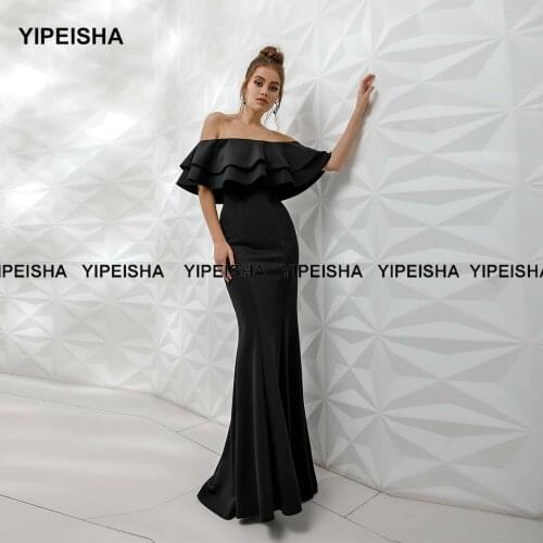 Yipeisha Off-shoulder Mermaid Bridesmaid Dresses Long Black Evening Gown Lavender Maid of Honor Dress for Wedding Party Guest