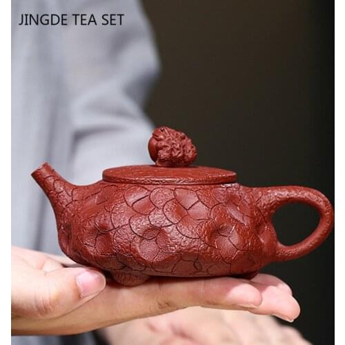 Yixing Tea Pot Handmade Golden Toad Purple Clay Teapot Beauty Kettle Raw Ore Dahongpao Teaware Chinese Tea Ceremony Gifts 160ml