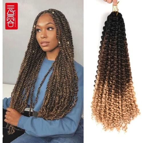 YUNRONG 18Inches 22Strands Passion Twist Crochet Hair Spring Twist Synthetic Braiding Hair Extensions 80g/Pack for Black Women