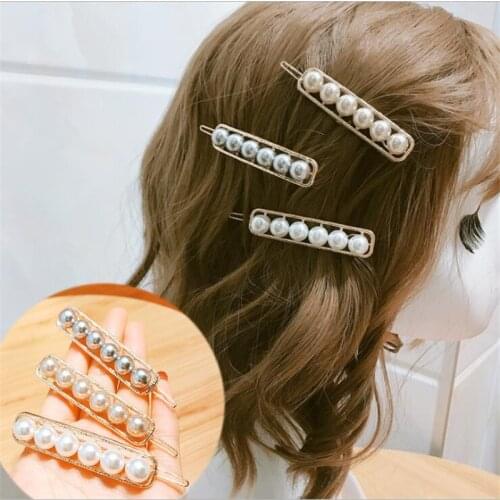 Fashion Imitiation Pearl Hair Clip Barrettes for Women Girls Handmade Pearl Beads Hairpins Hair Accessories Pearl Hair Snap