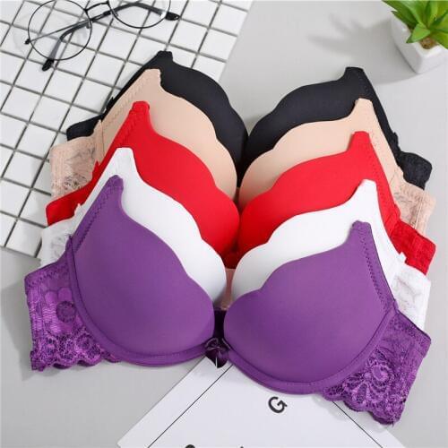 Deep Plunge U Push Up Bra For lady Sexy Underwear lace bra gather breast student girl small chest Adjusted-straps women bra