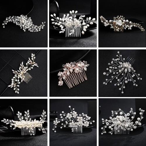 Bridal Style Hair Ornament With Simulated Pearl Hair Comb For Women Wedding Hair Accessories Handmade Bride Headpiece Jewelry