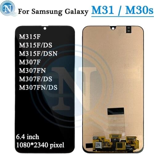 Super AMOLED6.4" For Samsung Galaxy M30s LCD M307 M307FN Display touch Screen Digitizer Assembly For Samsung M31 M315 LCD