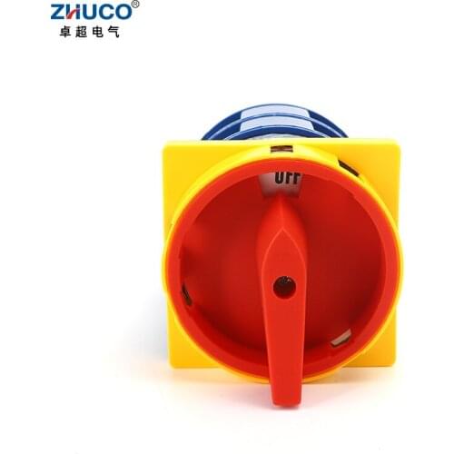 ZHUCO SZW26-160A 2GS 88X88mm Panel 2 Position 2 Pole Universal Changeover Power Cut-off Padlock Knob Selection Cam Switch