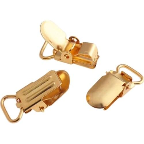 Gold Pacifier Suspender Clips Mini Suspender clips Metal Kam Clips Dummy Clips Slider Adjusters