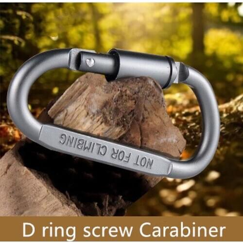 1Pcs D Ring Screw Carabiner Chain Outdoor Lock Climb Survive Aluminum Camp Hook Keychain Quickdraw Snap Hike Buckle Clip Key