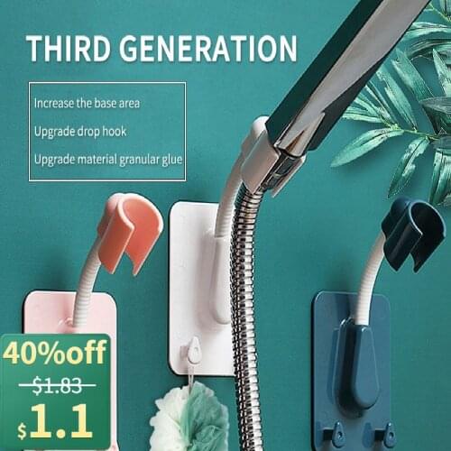 1pc 360° Shower Head Holder Adjustable Self-Adhesive Showerhead Bracket Wall Mount With 2 Hooks Stand SPA Bathroom Universal ABS