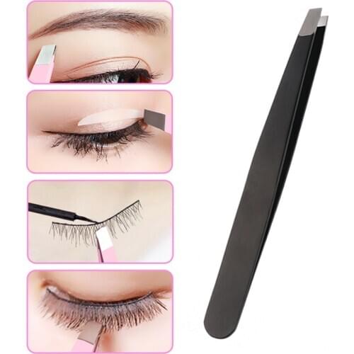 1PC Eyebrow Tweezer Stainless Steel Sharp Eye Brow Clips Hair Removal Professional Cosmetic Beauty Makeup Tool Black/Pink