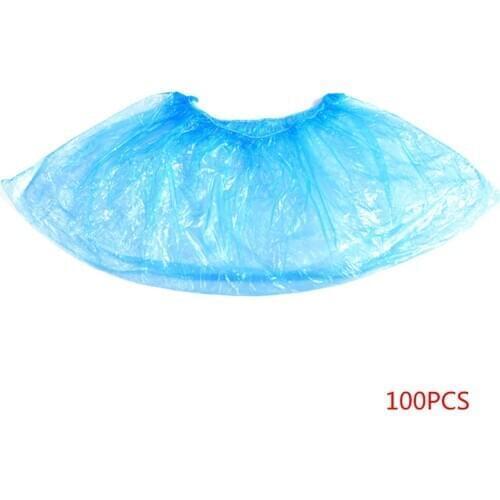 100pcs Outdoor Disposable Plastic Thick Outdoor Rainy Day Carpet Cleaning Shoe Cover Blue Waterproof Shoe Covers Hot Sale