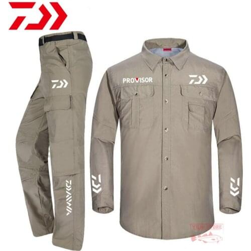 2021 Daiwa Men Fishing Suit Autumn Thin Fishing Set Anti-sweat Breathable Quick Dry Fishing Shirt Outdoor Sports Fishing Pants