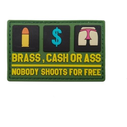 3D Embroidery PVC Bullet Cash Ass Waterproof Badge Armband Denim Jacket Backpack Hat Clothes Patch Accessories Icon 8*5cm