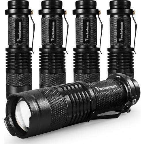 5 PCS high-quality Mini Black Tactical Flashlight 3000LM LED Flashlight 3 Modes, Zoomable Torch For Emergency Camping Hiking