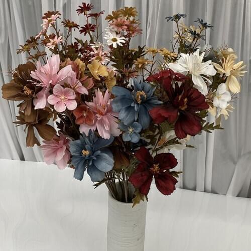 60cm Artificial Multicolor Chrysanthemum Silk Cloth Wedding Plant DIY Flower Arrangement Material Hotel Party New Year Home Deco