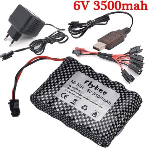 6v 3500mAh Battery and Charger For RC Cars Robots Tanks Gun Boats 6v NiMH Battery AA 3000mah 6v Rechargeable Battery Pack