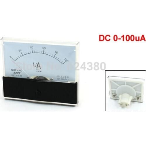 44C2-100UA 50uA 200uA 500uA DC Analog Ammeter AMP Panel Current Meter 0-100uA 100uA Ampere Gauge Amperimetro Ampermeter 44C2