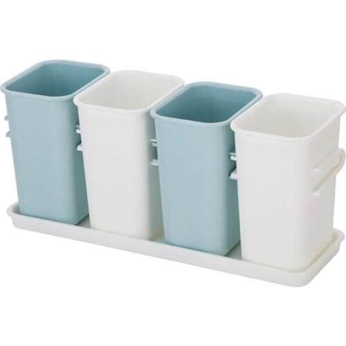 Household Kitchen Plastic Utensil Holder Countertop Flatware Silverware Cutlery Caddy Organizer Multifunctional Drain Rack Box