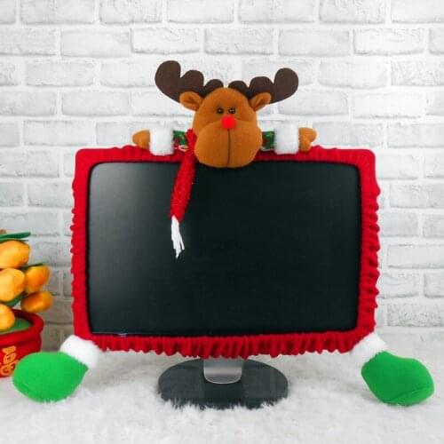 PC Screen Cover Christmas Decoration Santa Claus Elk Snowman computer Ornament New Year Party Home Decor Xmas Gift Photo Prop