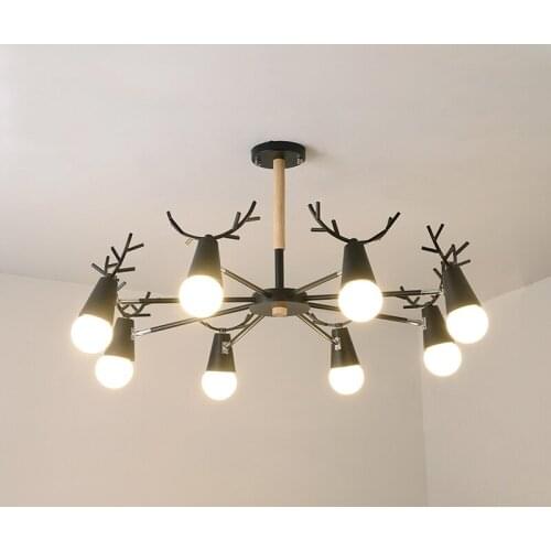 Black Chandeliers LED Iron Antler Chandelier Lighting Modern Lustre for Living Room Bedroom Lamp Hanging Suspension Luminaire