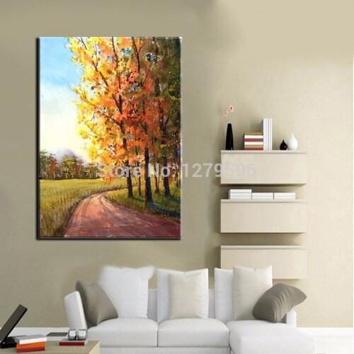 Cuardros decoracion Golden Trees Oil Painting Canvas Painting Hand Painted High Quality Landscape Pictures Wall Decor Wholesale