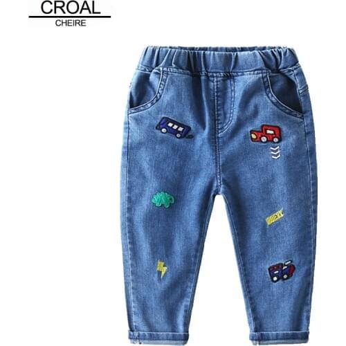 CROAL CHERIE Spring Children Trousers Kids Jeans Baby Toddler Cute Car Comfortable Kids Clothes Children Pants For Boys