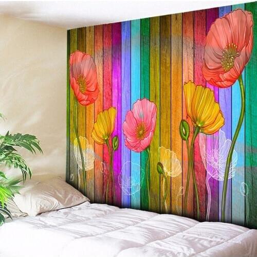 Board Poppy Flowers 3D Wood Print Tapestry Wall Hanging Bohemian Home Decor Boho Wall Carpet Living Room Couch Blanket 200x150cm