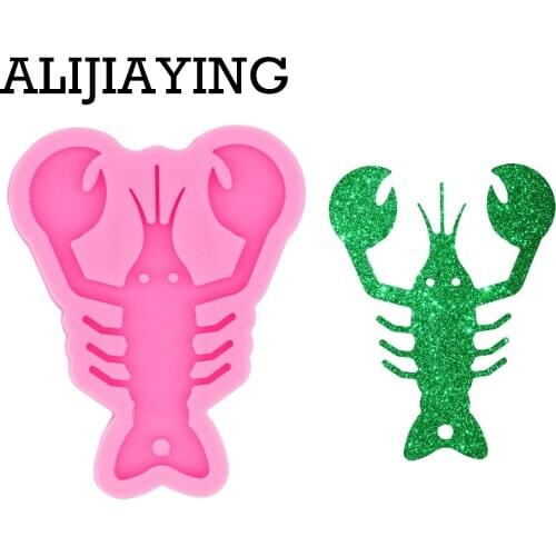 DY0540 Glossy Art Design Lobster Silicone Keychain Mold for Epoxy Jewelry Making DIY Crafts Necklace