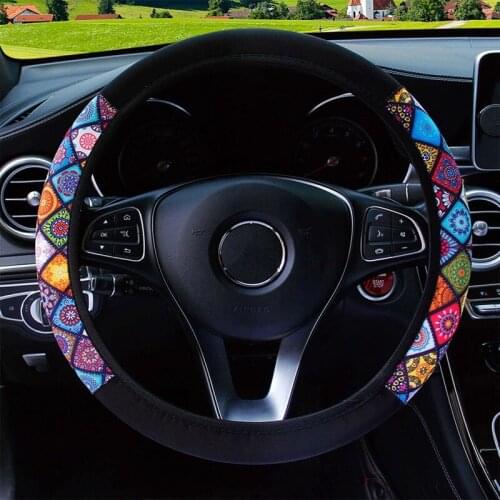 Elastic Car Steering Wheel Cover Anti Slip Car Accessories Linen Universal Steering Covers Suitable 37-38cm Auto Decoration
