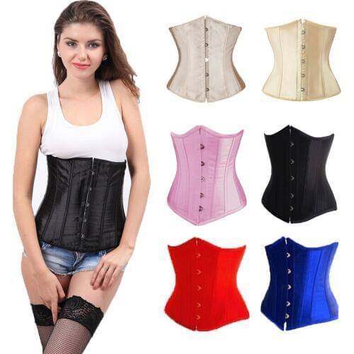 Hot Sale Black Satin Boned Waist Trainer Corsets and Bustiers Cincher Wedding Dress Underwear Sexy Lingerie