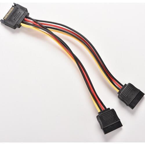 SATA Power 15-pin Y-Splitter Cable Adapter Male to Female for HDD Hard Drive SATA Power Drop Shipping