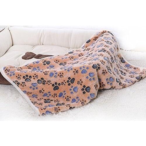 Nicrew 40 x 60cm Cute Floral Pet Sleep Warm Paw Print Dogs Cats Mat Puppy Fleece Soft Blanket Beds Pet pad Sofas Pet Supplies
