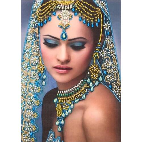 Special Shaped 5D Diamond Painting Round Indian Woman Diamond Embroidery Girl Picture Of Rhinestones Mosaic Diamonds Art Kits
