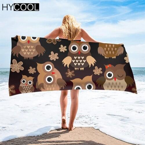 Cartoon Cute Owl Pattern 3D Print Microfiber Bath Shower Towels Travel Comfort Hotel Face Toallas Absorbing Beach Cushion Towel