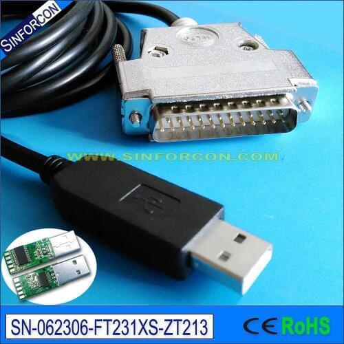 Ftdi usb rs232 serial cable with db25 null modem crossover for epson tm-t88v printer serial cable