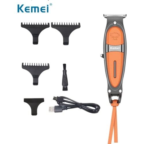 Kemei Professional Pro Cordless Rechargeable Hair Clipper 5W Powerful T-Blade Beard Trimmer Low Noise