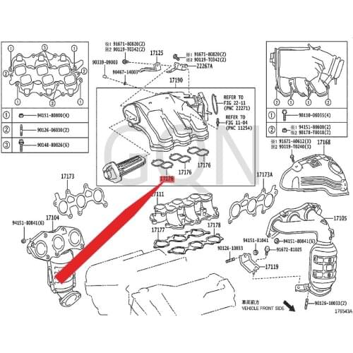 Gasket (intake surge tank to intake manifold) 2006-Toy ota BLA DEC AMR YAV ALO NHI GHL AND ER intake manifold gasket