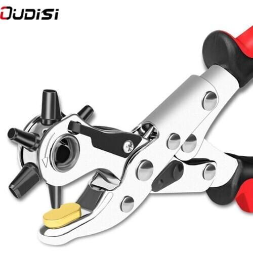 Leather Belt Hole Punch Plier Eyelet Puncher Revolve Sewing Machine Bag Setter Tool Watchband Strap Household leathercraft