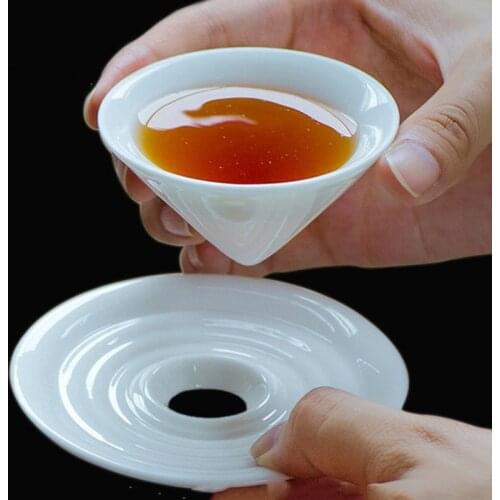 Simple Tea Cup With Saucer Purely White Teacup Pottery Cup Small Tea Bowl Accessories