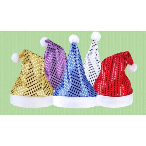 Multi Colors Santa Claus Sequins Hats Caps Christmas Decor of Adult Childrens Hats XMAS New Years Gifts Home Party Supplies
