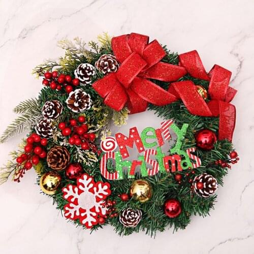 Christmas Front Door Large Wreath Hanger Cute Xmas Element Doll Pine Branches Door Wreaths Imitation Decorations Home Festival