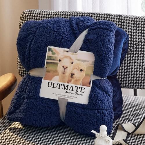 Dark blue fleece blankets and throws Adult Thick Warm winter Blankets Home Super Soft duvet luxury Blankets On twin full Bedding