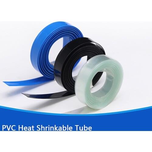 PVC Heat Shrink Tubing 20mm Flat Width Heat Shrink Wrap RC Battery Pack Black/Transparent