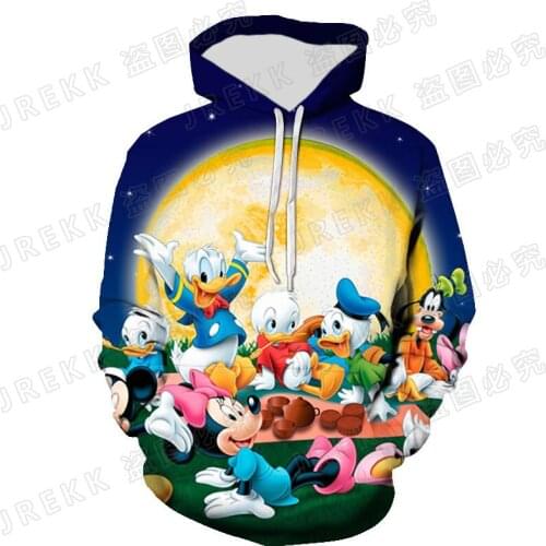 Disney Anime Mickey Mouse Hoodies Men Women Children Fashion 3D Print Sweatshirts Cool Pullover Long Sleeve Boy Girl Kids Coat