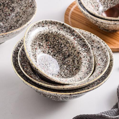 Creative Japanese Granite Style Ramen Noodle Bowl Large Ceramic Salad Bowl Fruit Soup Spaghetti Pasta Dish Kitchen Tableware