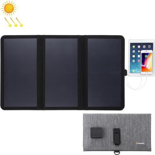 HAWEEL 21W Ultrathin 3-Fold Foldable 5V / 3A Max Solar Panel Charger with Dual USB Ports, Support QC3.0 and AFC