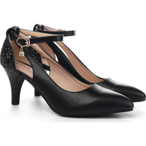 New Single Female Fine High Heels Pointed Head 2019 Professional Etiquette Stewardess Shoes Shallow Mouth Womens Shoes