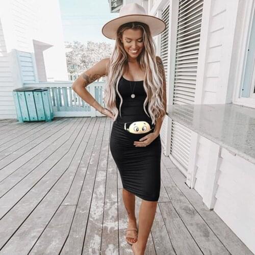 Womens Cartoons Baby Printed Pregnant Dresses Summer Sleeveless Maternity Dress Bodycon Casual Pregnancy Clothes