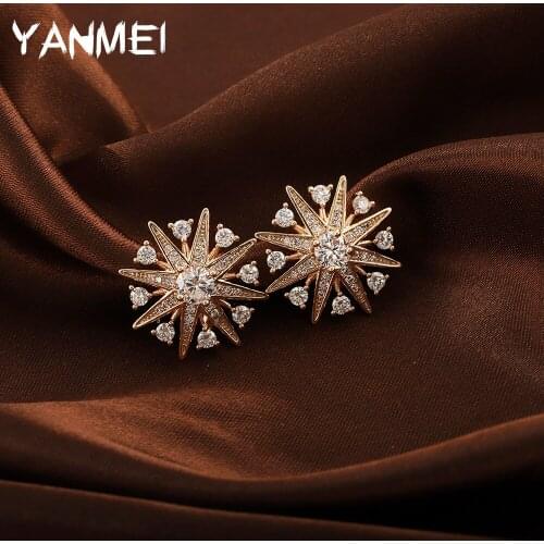 The Stars Shining Earrings Fashion Earrings Snowflake Sense of Elegance Refinement Round Zircon Women Jewelry Orecchini Donna